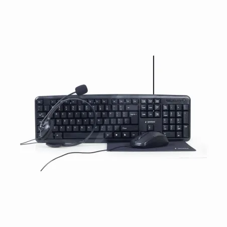 Gembird | 4-in-1 Multimedia office set | KBS-UO4-01 | Keyboard, Mouse, Pad and Headset Set | Wired | Mouse included | US | Black