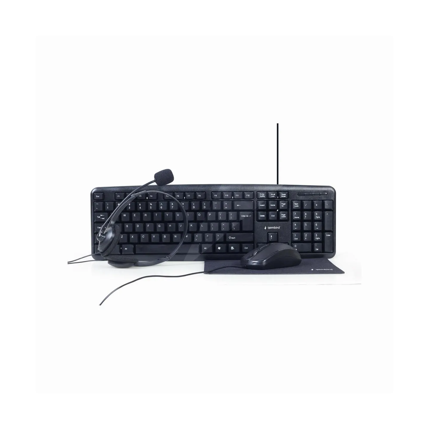 Gembird | 4-in-1 Multimedia office set | KBS-UO4-01 | Keyboard, Mouse, Pad and Headset Set | Wired | Mouse included | US | Black