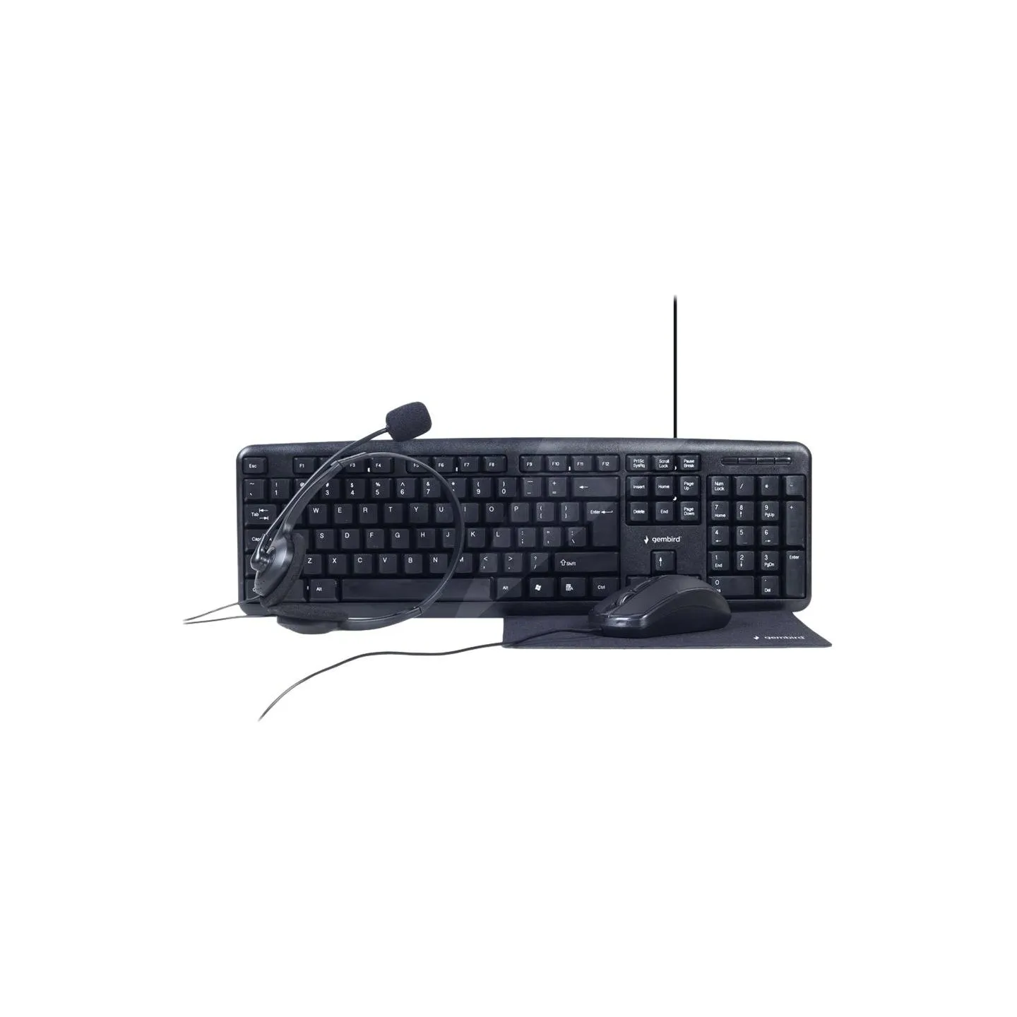 Gembird | 4-in-1 Multimedia office set | KBS-UO4-01 | Keyboard, Mouse, Pad and Headset Set | Wired | Mouse included | US | Black