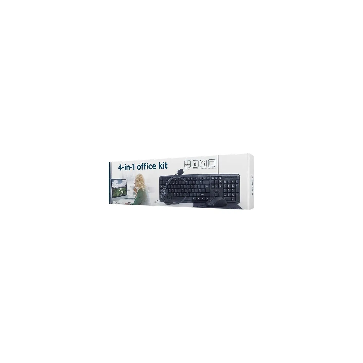 Gembird | 4-in-1 Multimedia office set | KBS-UO4-01 | Keyboard, Mouse, Pad and Headset Set | Wired | Mouse included | US | Black