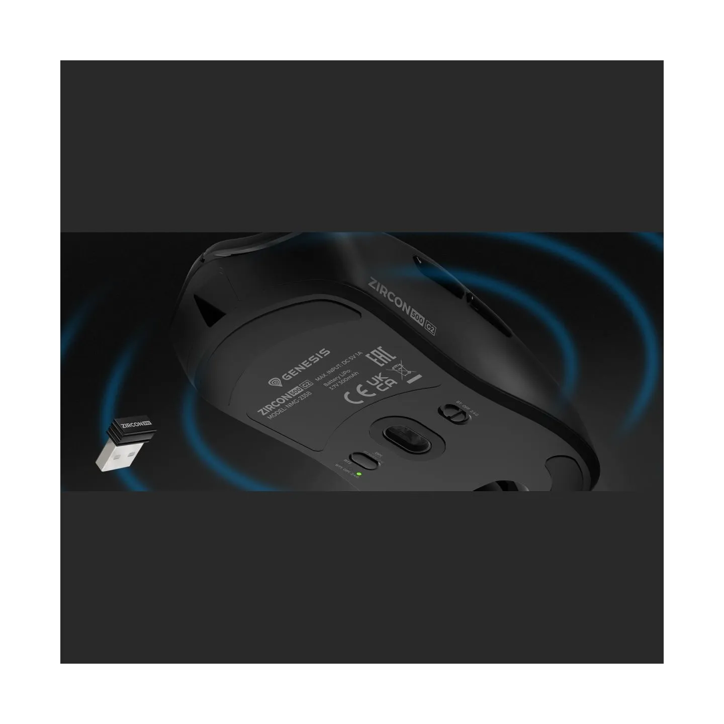 Genesis ZIRCON 500 G2 | Gaming Mouse | Wireless/Wired | 2.4 GHz, Bluetooth, USB | Black