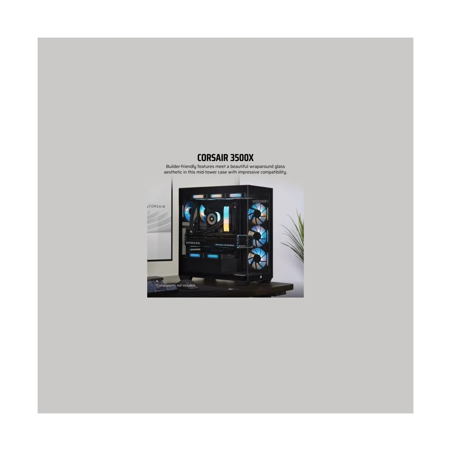 Corsair 3500X Mid-Tower PC Case, Black | Corsair PC Case | 3500X | Black | Mid-Tower | ATX