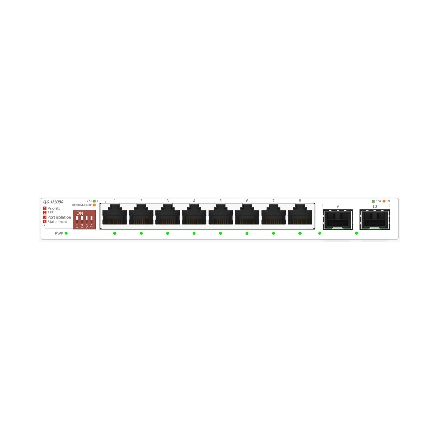 Asus | QG-U1080 | 8-Port 2.5G and 2-Port 10G SFP+ Switch | Unmanaged | Desktop | SFP+ ports quantity 2 x 10G SFP+ ports