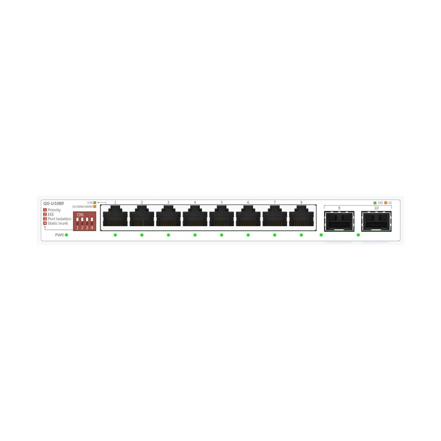 Asus | QG-U1080 | 8-Port 2.5G and 2-Port 10G SFP+ Switch | Unmanaged | Desktop | SFP+ ports quantity 2 x 10G SFP+ ports