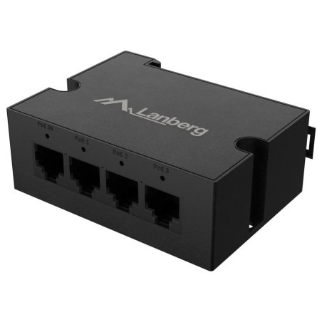 Lanberg Switch PoE Extender 1xIn 3xOut Gigabit Ethernet Din Rail BT 90W metal clips | DIN-GE4-BT-90W
