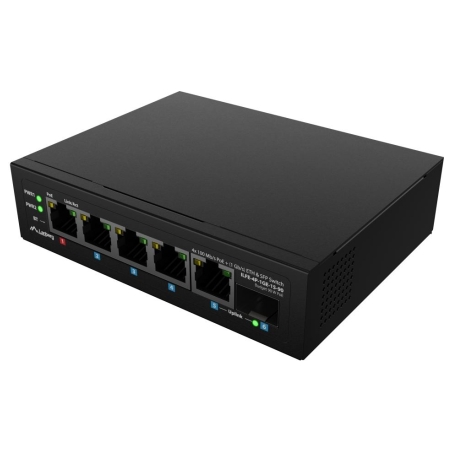 Lanberg Switch PoE 1xBT 3xAT SFP/ETH Din Unmanagment Fast Ethernet | ILFE-4P-1GE-1S-90