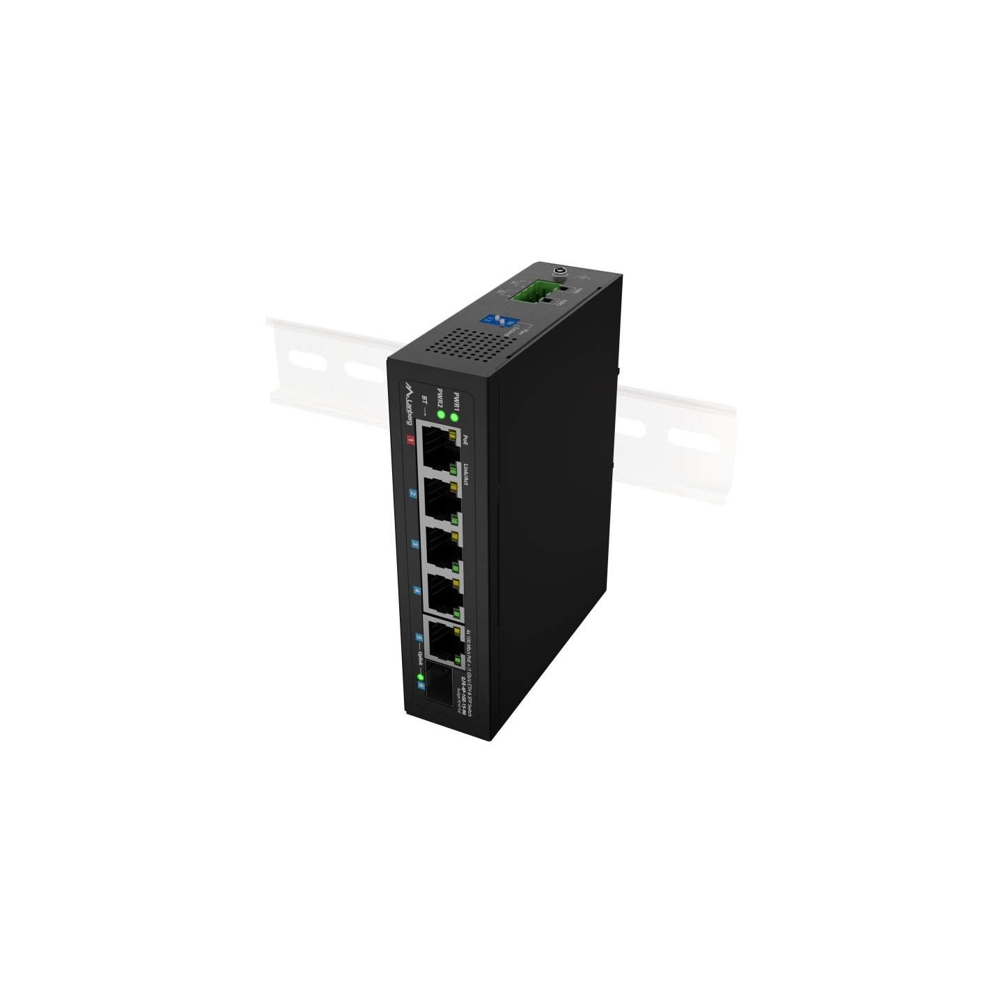 Lanberg Switch PoE 1xBT 3xAT SFP/ETH Din Unmanagment Fast Ethernet | ILFE-4P-1GE-1S-90