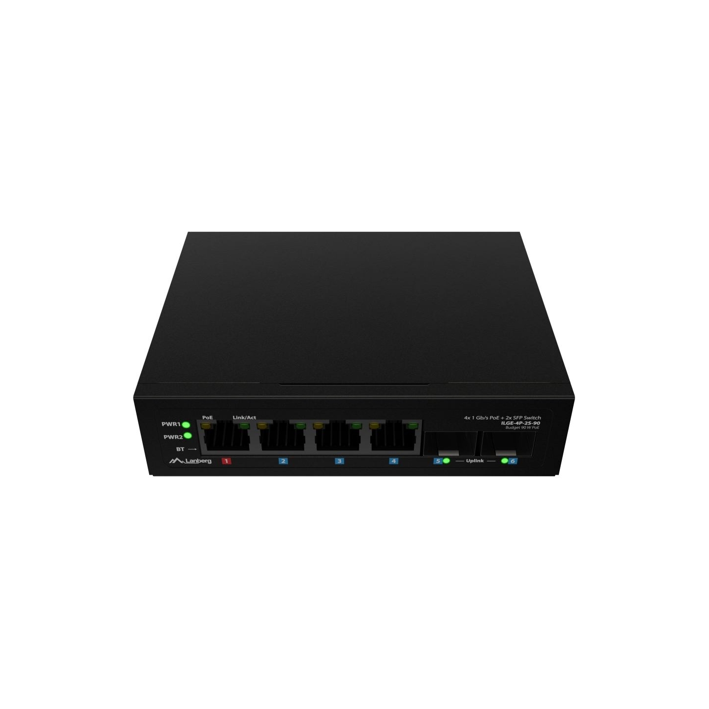 Lanberg Switch Light IndustrialPoE 1xBT 3xAT 2xSFP Din Unmanagment Gigabit Ethernet | ILGE-4P-2S-90 | Unmanaged | Din rail