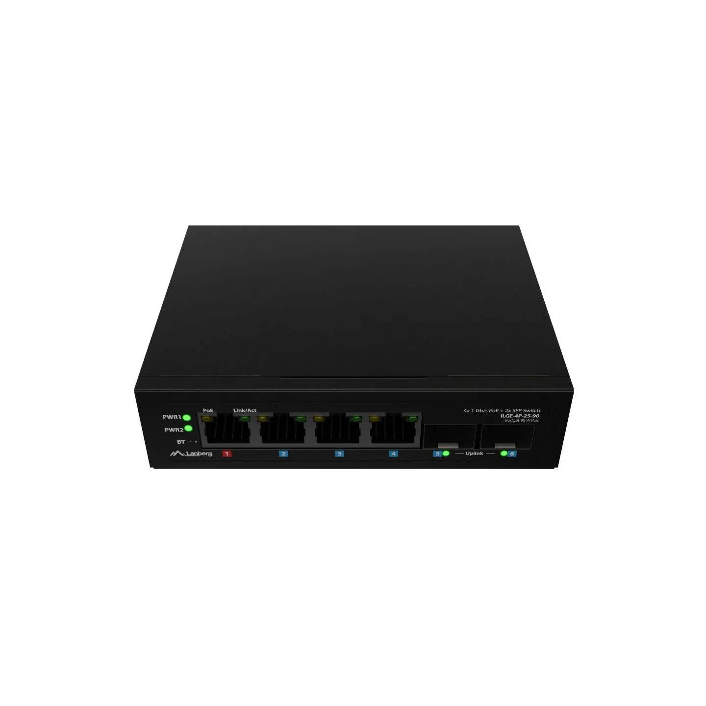 Lanberg Switch Light IndustrialPoE 1xBT 3xAT 2xSFP Din Unmanagment Gigabit Ethernet | ILGE-4P-2S-90 | Unmanaged | Din rail