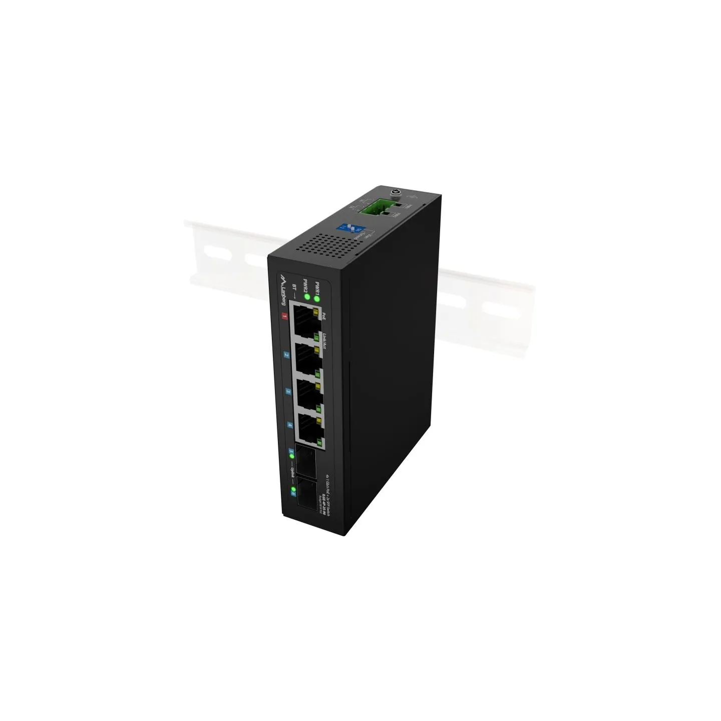 Lanberg Switch Light IndustrialPoE 1xBT 3xAT 2xSFP Din Unmanagment Gigabit Ethernet | ILGE-4P-2S-90 | Unmanaged | Din rail