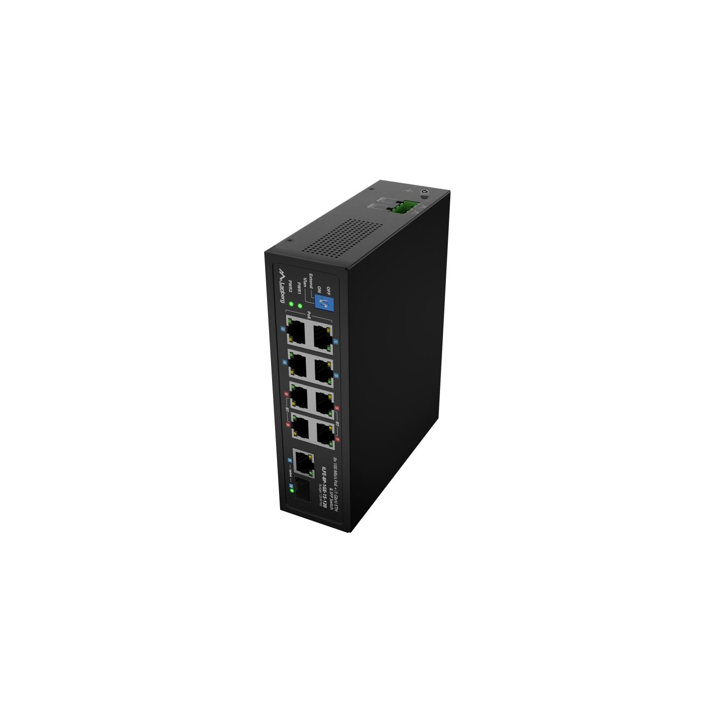 Lanberg Switch PoE 4xBT 4xAT SFP/ETH Din Unmanagment Fast Ethernet | ILFE-8P-1GE-1S-120 | Unmanaged | Din rail, Rack