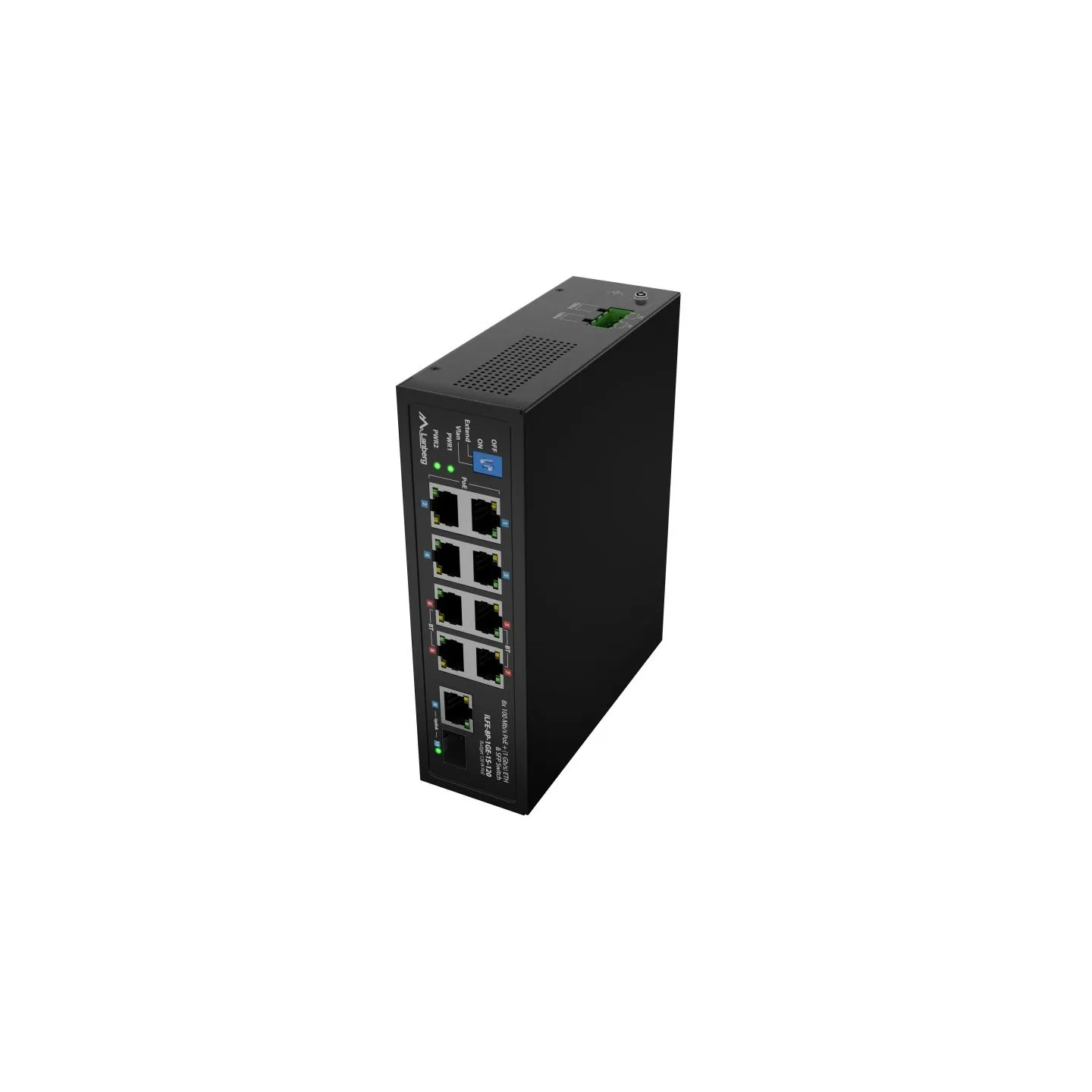 Lanberg Switch PoE 4xBT 4xAT SFP/ETH Din Unmanagment Fast Ethernet | ILFE-8P-1GE-1S-120 | Unmanaged | Din rail, Rack