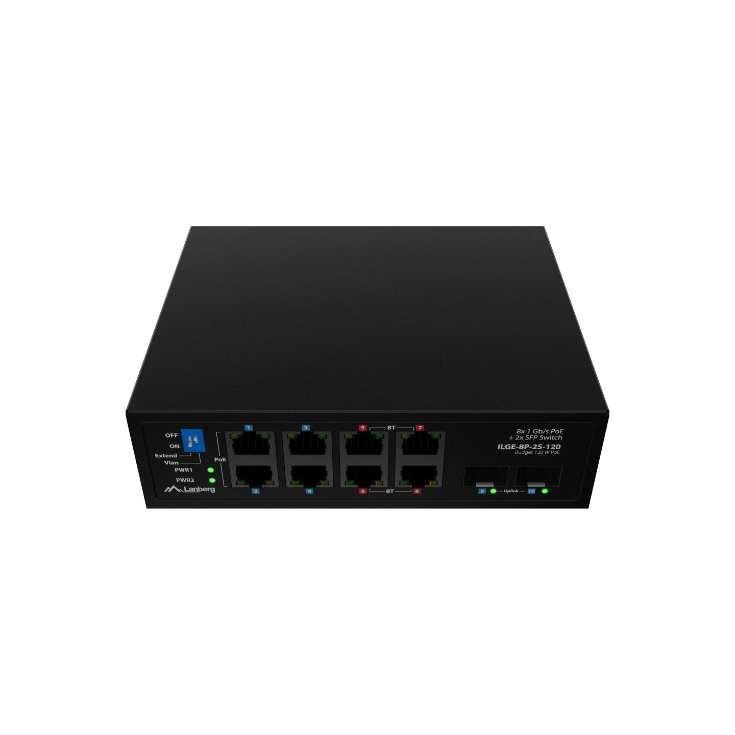 Lanberg Switch POE 4xBT 4xAT 2xSFP DIN