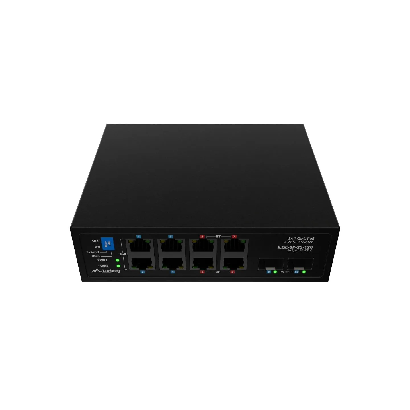 Lanberg Switch POE 4xBT 4xAT 2xSFP DIN