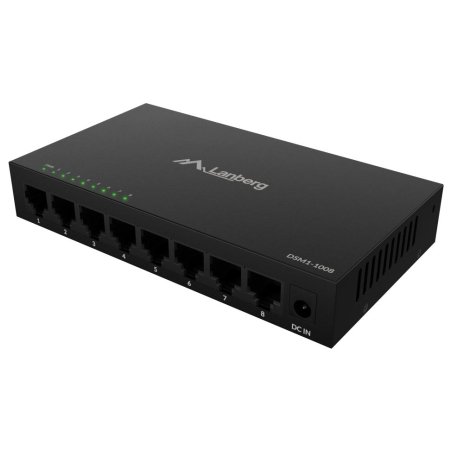 Lanberg Switch 8x1GB/s Unmanagment Gigabit Ethernet Desktop 12V metal case | DSM1-1008