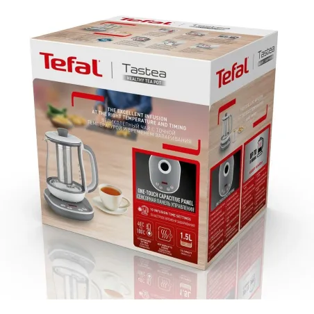 Tefal Tastea Kettle | BJ551B10 | Tea Kettle | 1400 W | 1.5 L | Glass | 360° rotational base | Grey/White