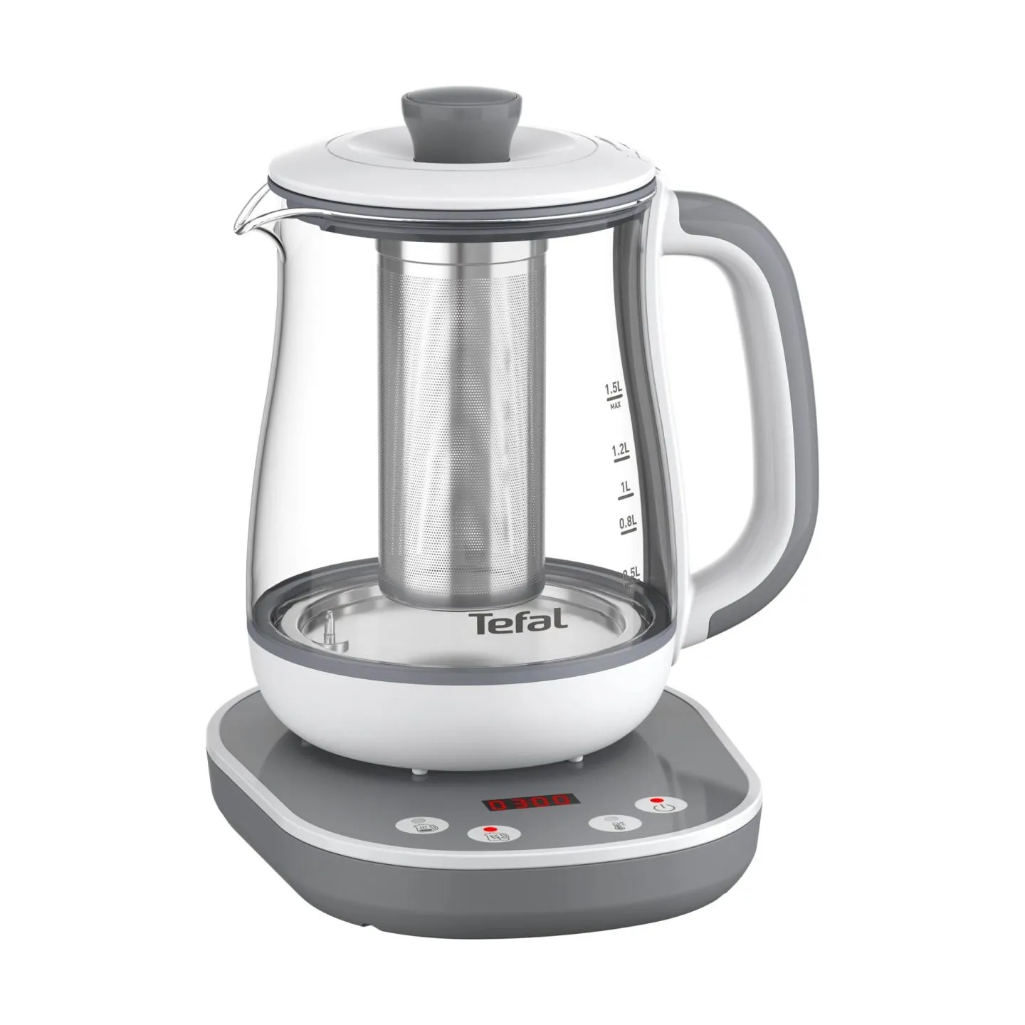 Tefal Tastea Kettle | BJ551B10 | Tea Kettle | 1400 W | 1.5 L | Glass | 360° rotational base | Grey/White