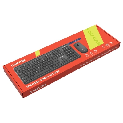 Canyon SET-W20 UK/US Keyboard+Mouse Velvet Wireless Black