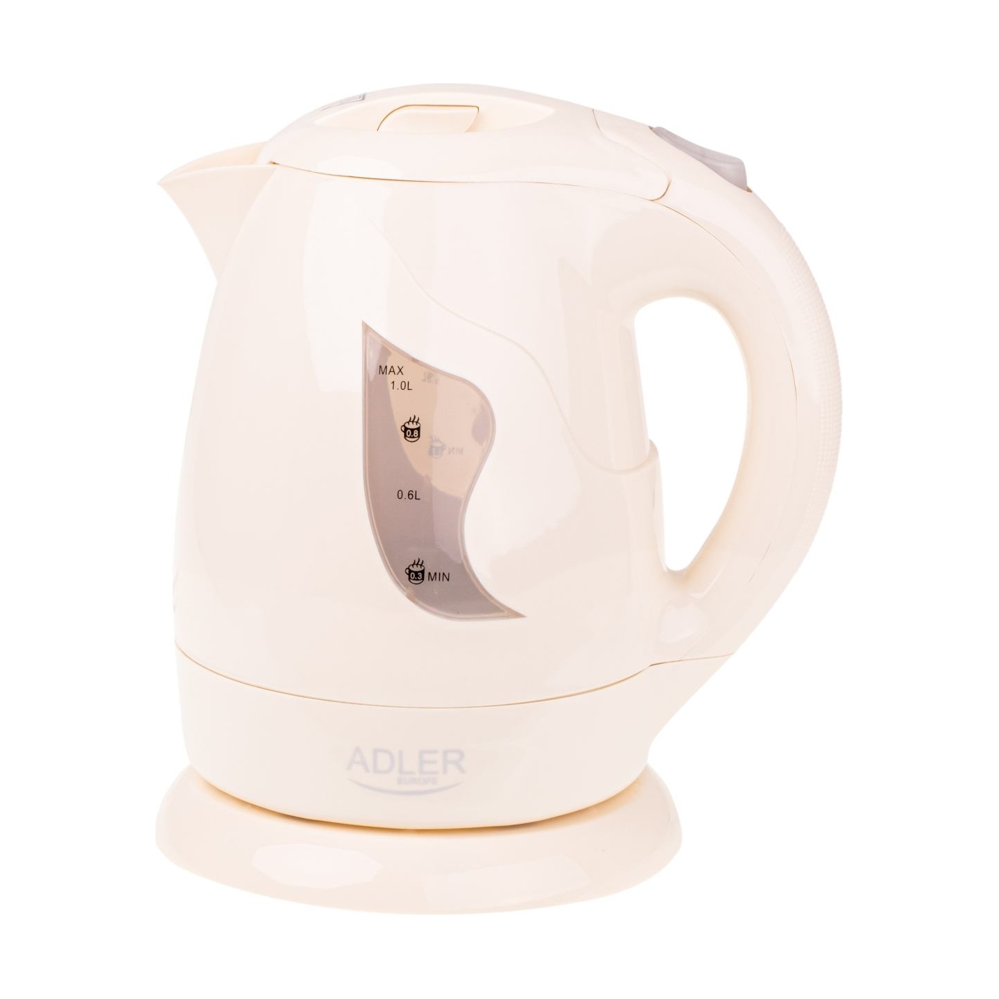 Adler | Kettle | AD 08 b | Standard | 850 W | 1 L | Plastic | 360° rotational base | Beige