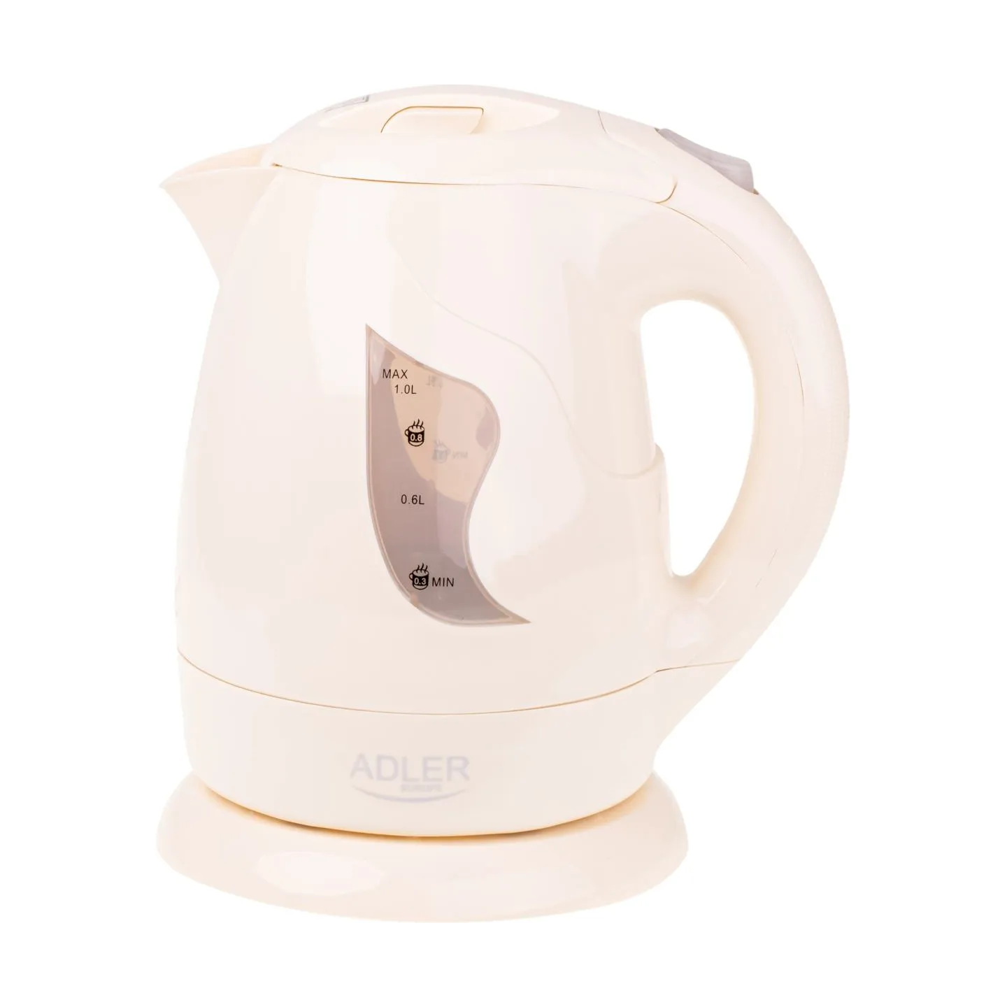Adler | Kettle | AD 08 b | Standard | 850 W | 1 L | Plastic | 360° rotational base | Beige