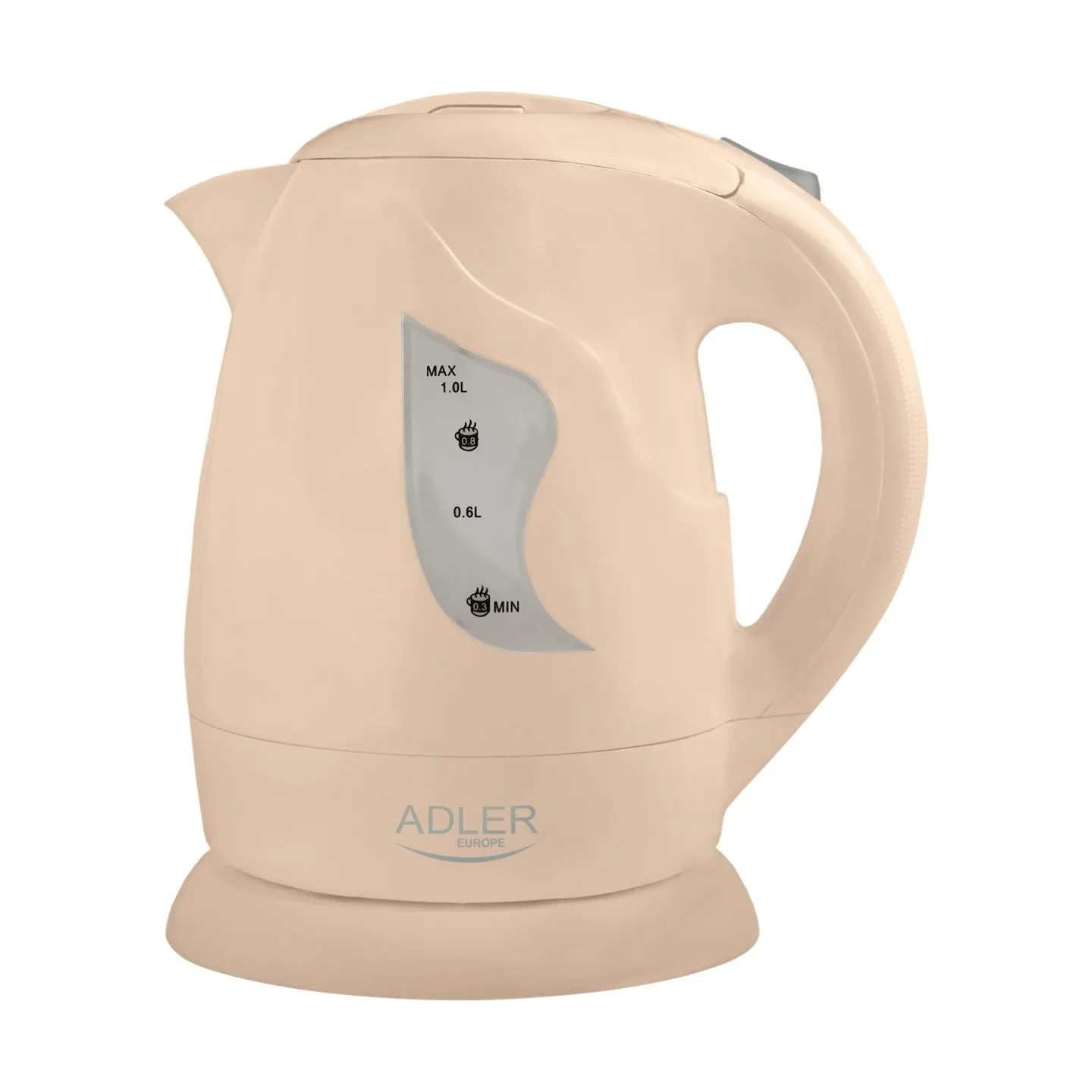 Adler | Kettle | AD 08 b | Standard | 850 W | 1 L | Plastic | 360° rotational base | Beige