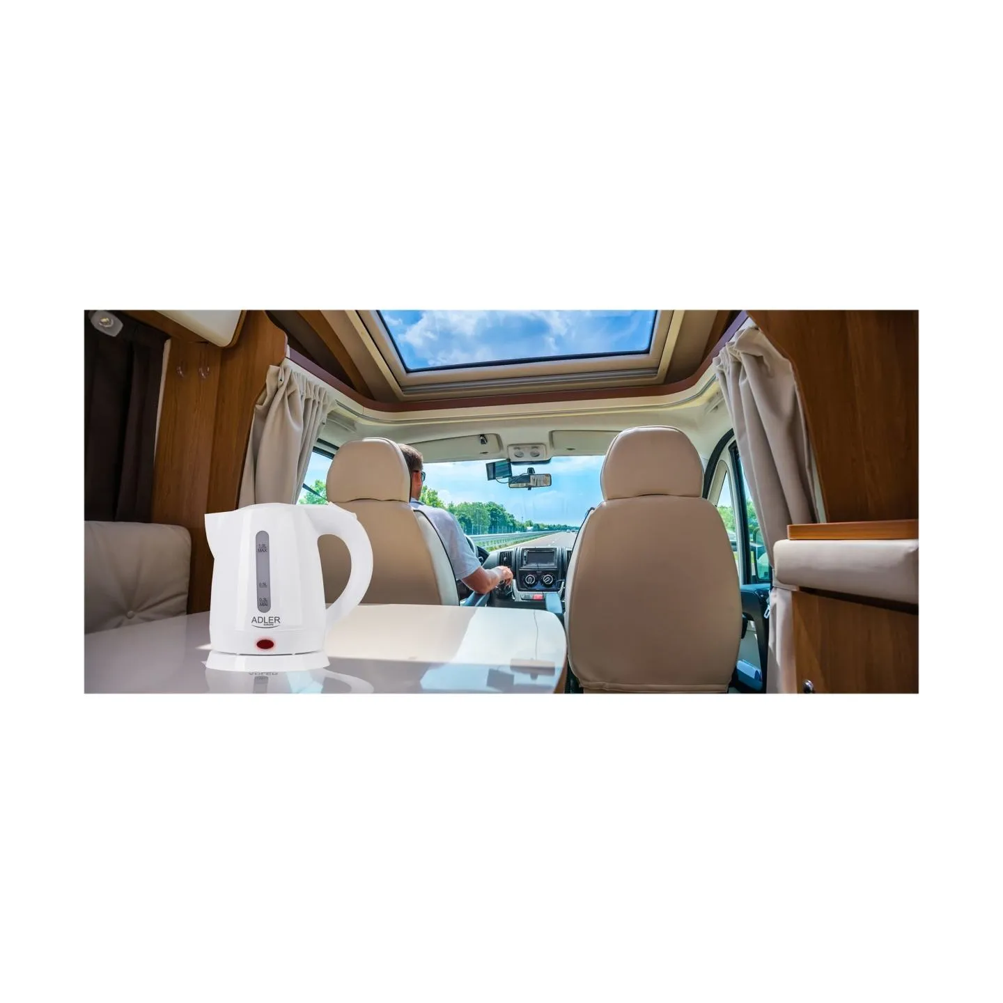 Adler | Kettle | AD 1272 | Electric | 1600 W | 1 L | Stainless steel/Polypropylene | 360° rotational base | White