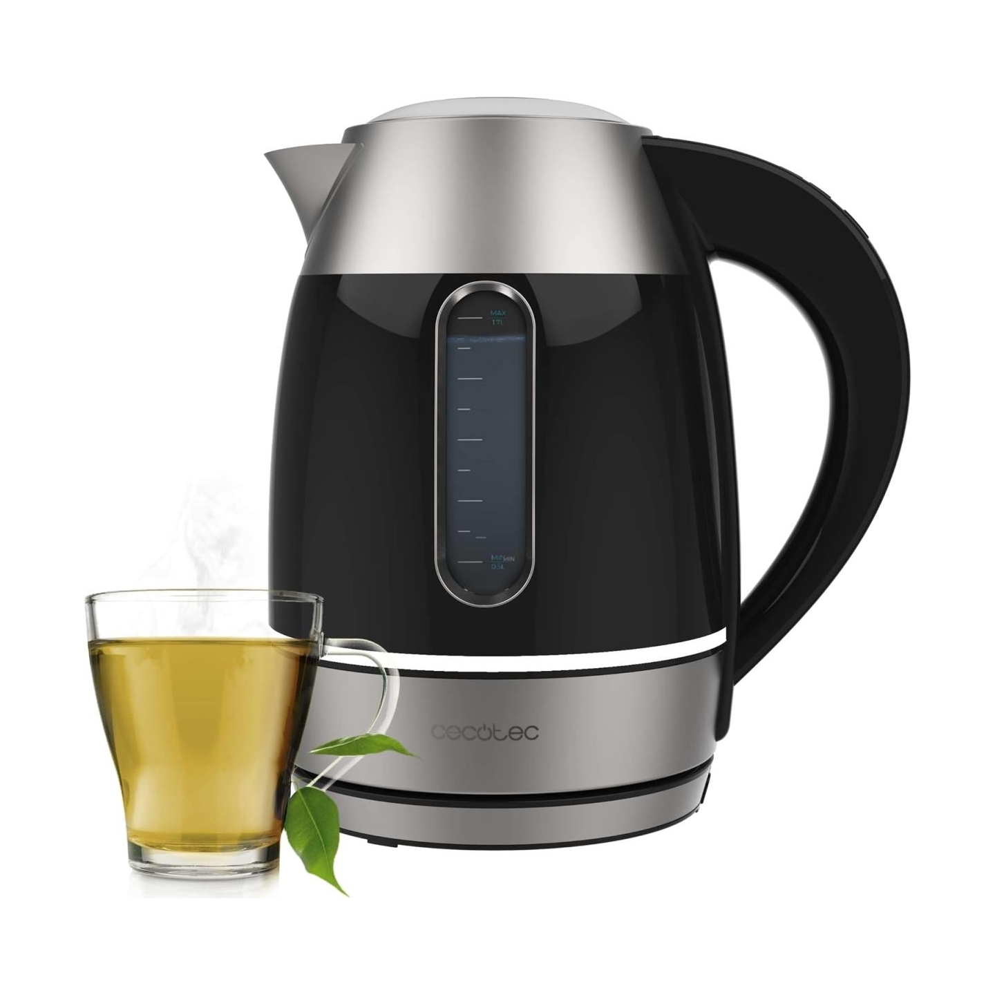 Cecotec Kettle | Thermosense 400 VisionLight | Electric | 2200 W | 1.7 L | Stainless steel | 360° rotational base | Black/Stainl