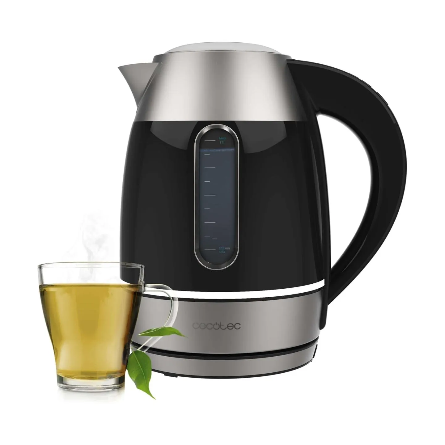 Cecotec Kettle | Thermosense 400 VisionLight | Electric | 2200 W | 1.7 L | Stainless steel | 360° rotational base | Black/Stainl