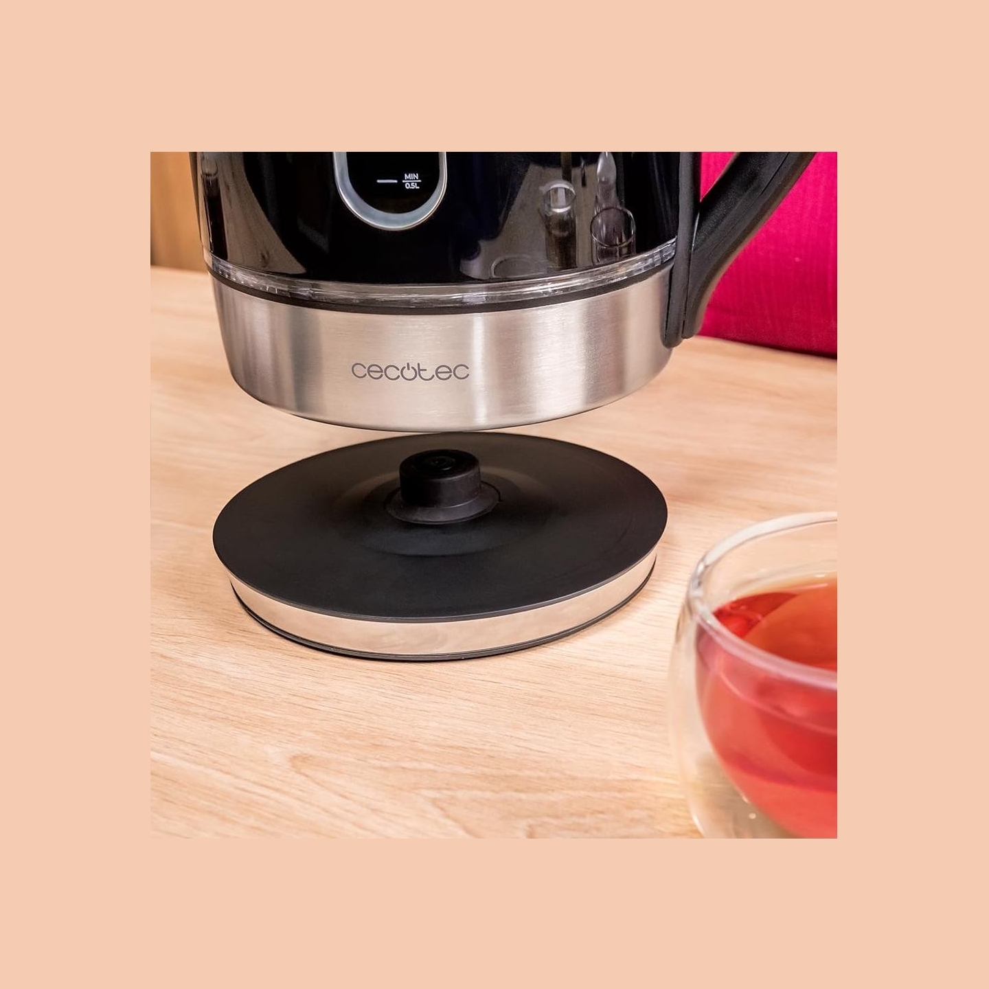 Cecotec Kettle | Thermosense 400 VisionLight | Electric | 2200 W | 1.7 L | Stainless steel | 360° rotational base | Black/Stainl
