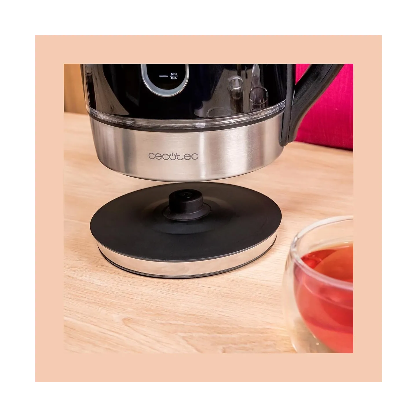 Cecotec Kettle | Thermosense 400 VisionLight | Electric | 2200 W | 1.7 L | Stainless steel | 360° rotational base | Black/Stainl