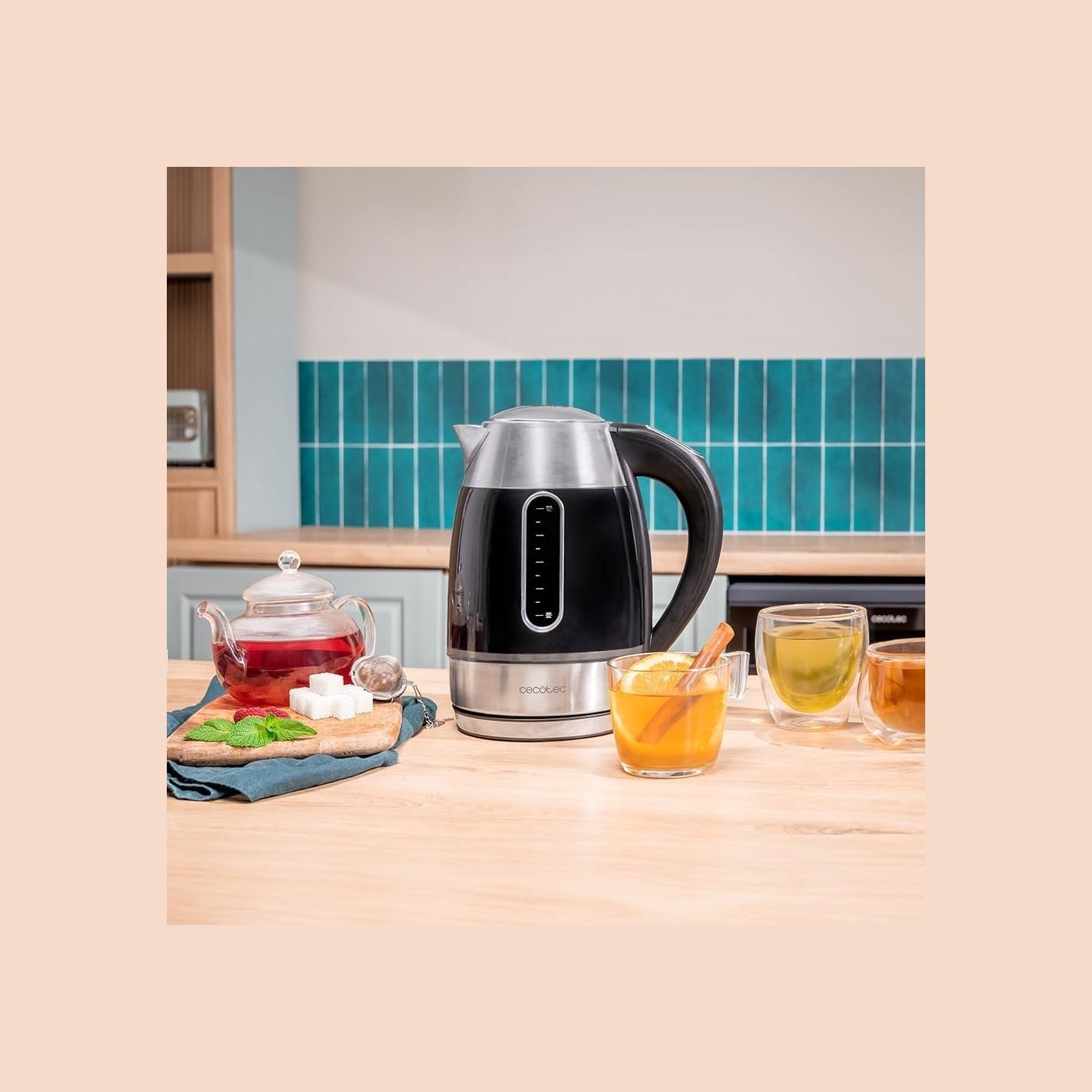 Cecotec Kettle | Thermosense 400 VisionLight | Electric | 2200 W | 1.7 L | Stainless steel | 360° rotational base | Black/Stainl