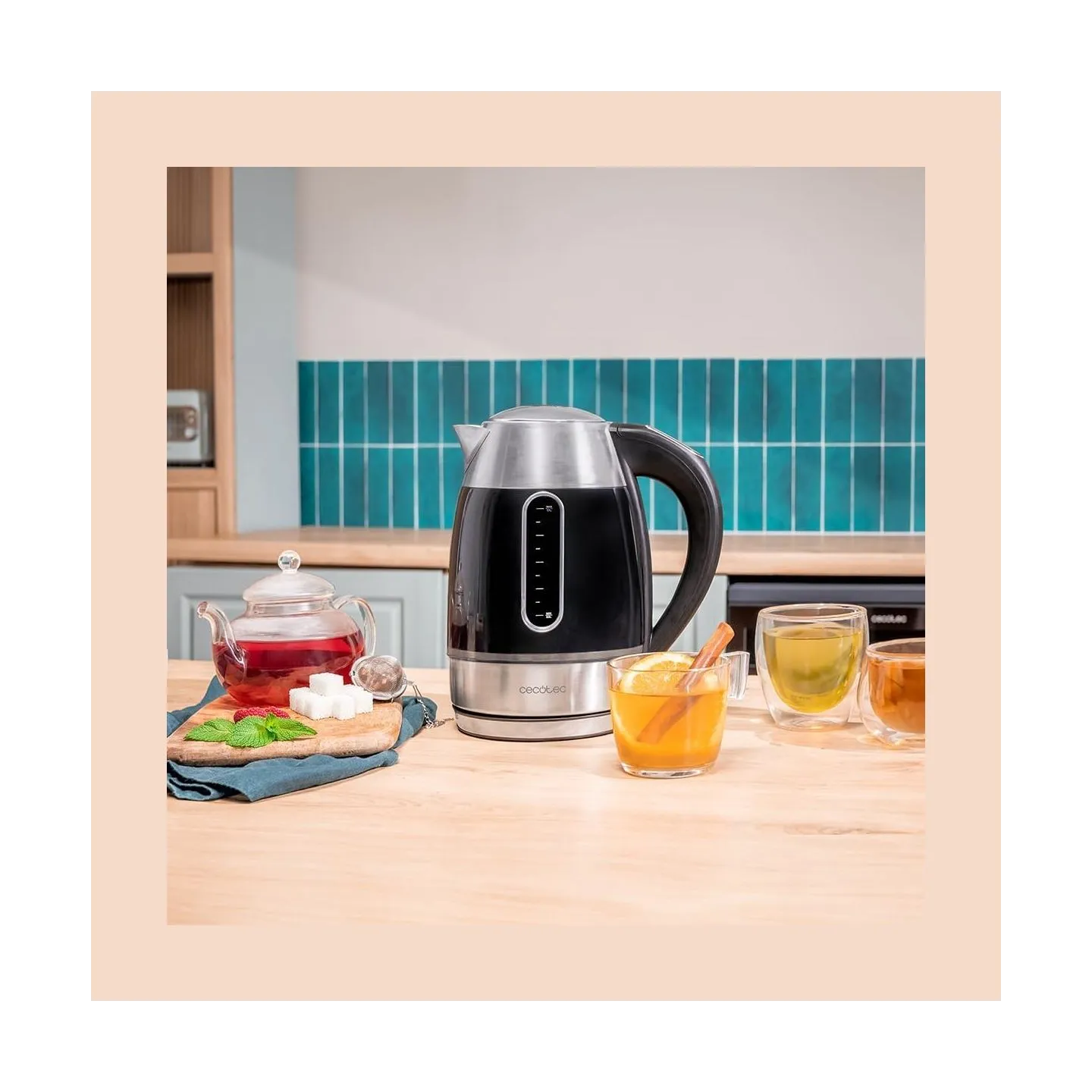 Cecotec Kettle | Thermosense 400 VisionLight | Electric | 2200 W | 1.7 L | Stainless steel | 360° rotational base | Black/Stainl