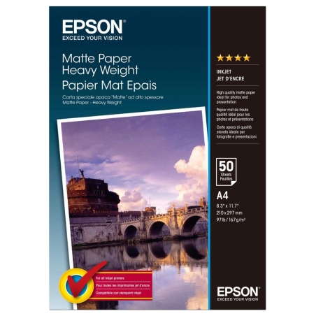 Epson Matte Paper Heavy Weight, DIN A4, 167g/mÂ², 50 Sheets