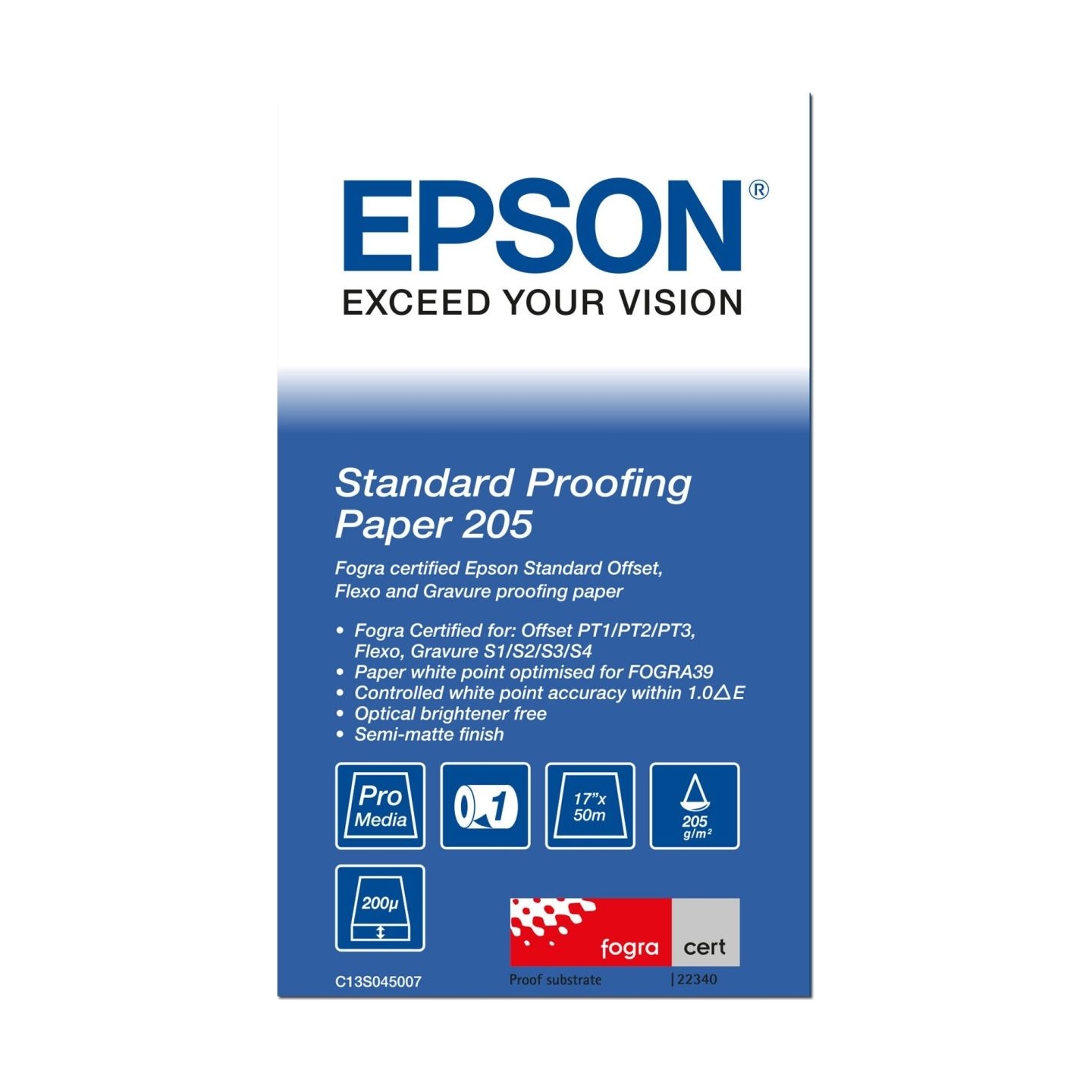 Epson C13S045007 | Bond Paper Bright | White | 205 g/m² | 432 mm x 50 m