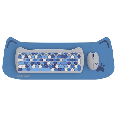 Canyon HSET-W6 EN Keyboard+Mouse Kitty Edition AAA+АА Wireless Blue