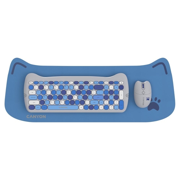Canyon HSET-W6 EN Keyboard+Mouse Kitty Edition AAA+АА Wireless Blue