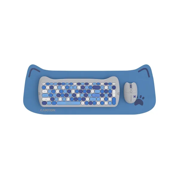 Canyon HSET-W6 EN Keyboard+Mouse Kitty Edition AAA+АА Wireless Blue