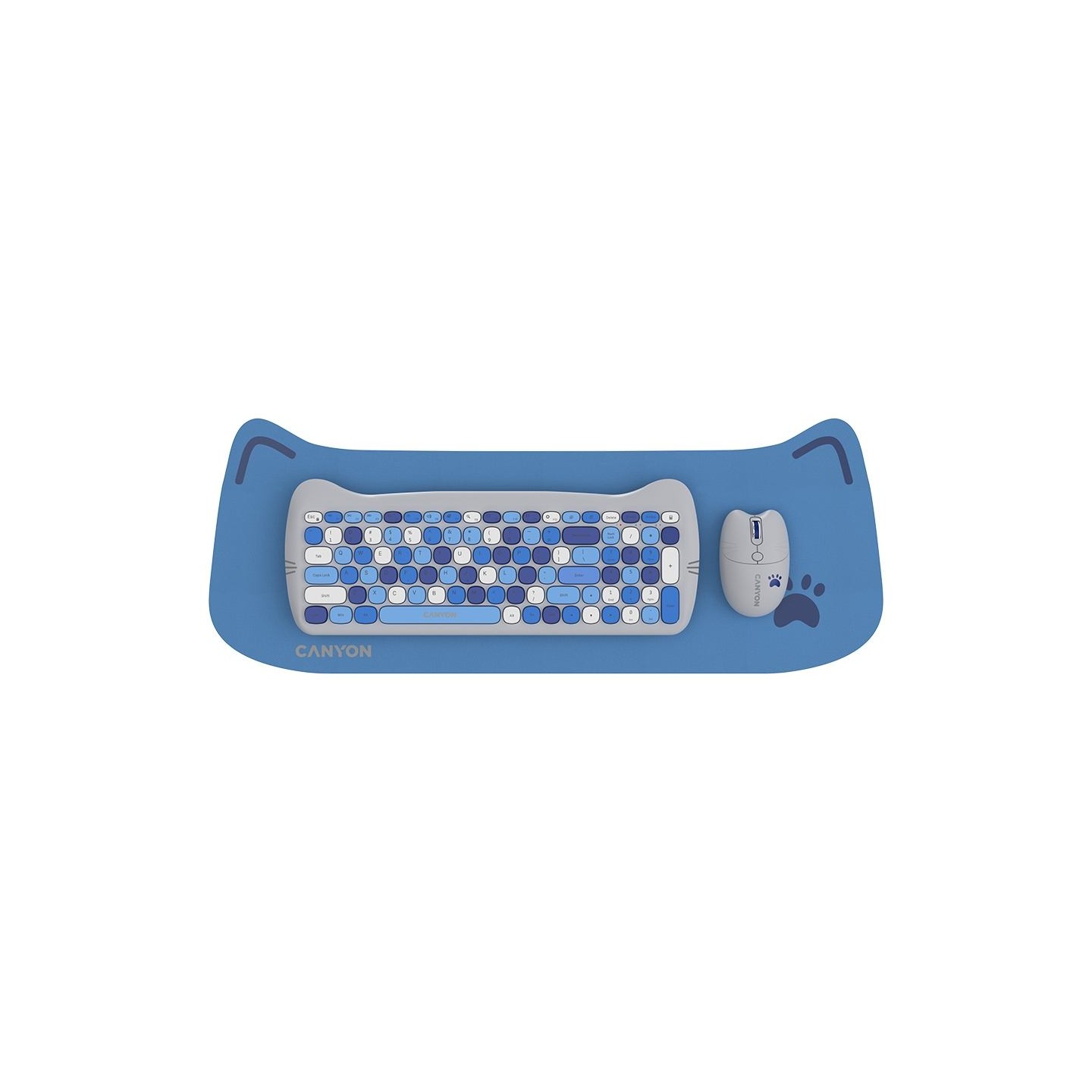Canyon HSET-W6 EN Keyboard+Mouse Kitty Edition AAA+АА Wireless Blue