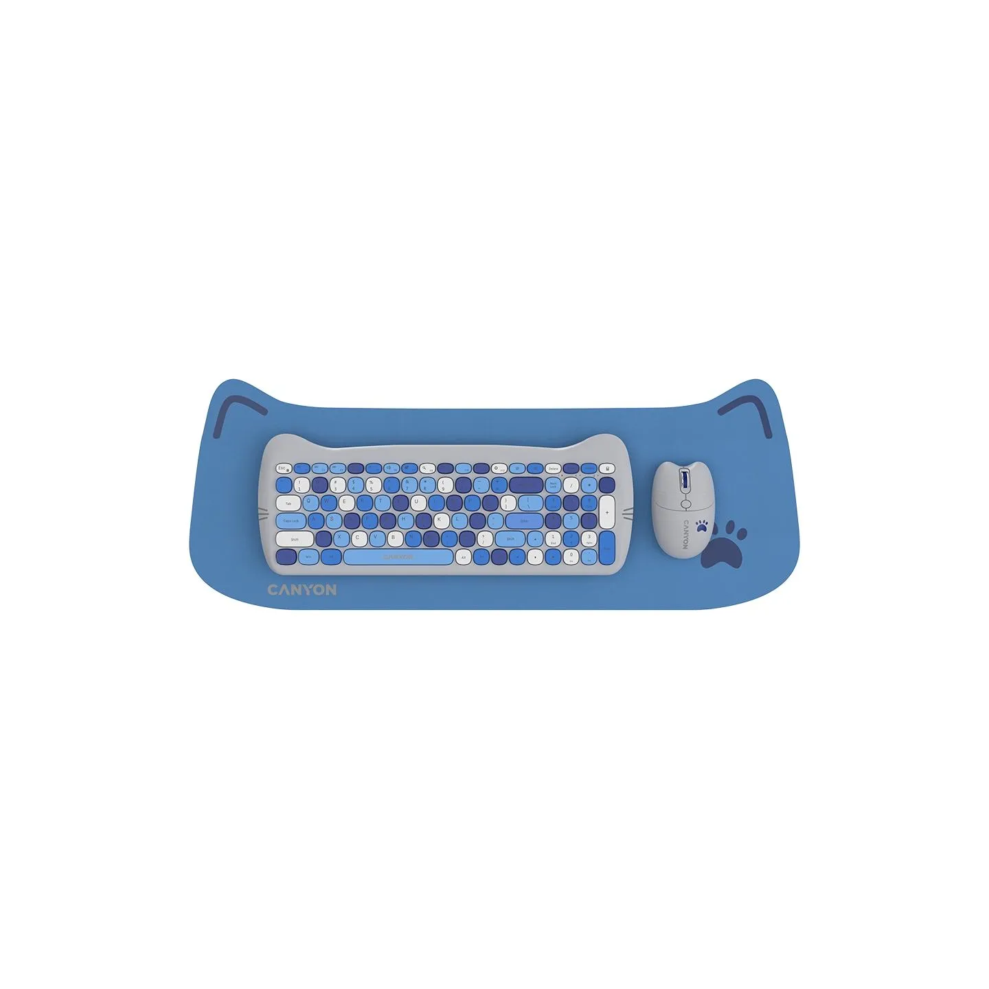 Canyon HSET-W6 EN Keyboard+Mouse Kitty Edition AAA+АА Wireless Blue