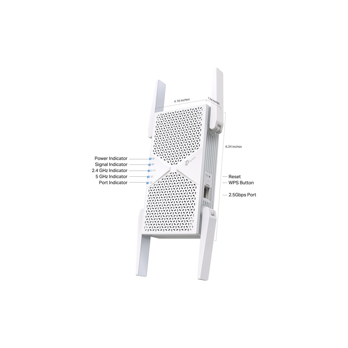 Tp-Link BE6500 Dual-Band Wi-Fi 7 Range Extender | RE405BE | 2.4 GHz, 5 GHz | 802.11ax | 688/5764 Mbit/s | Ethernet LAN (RJ-45) p