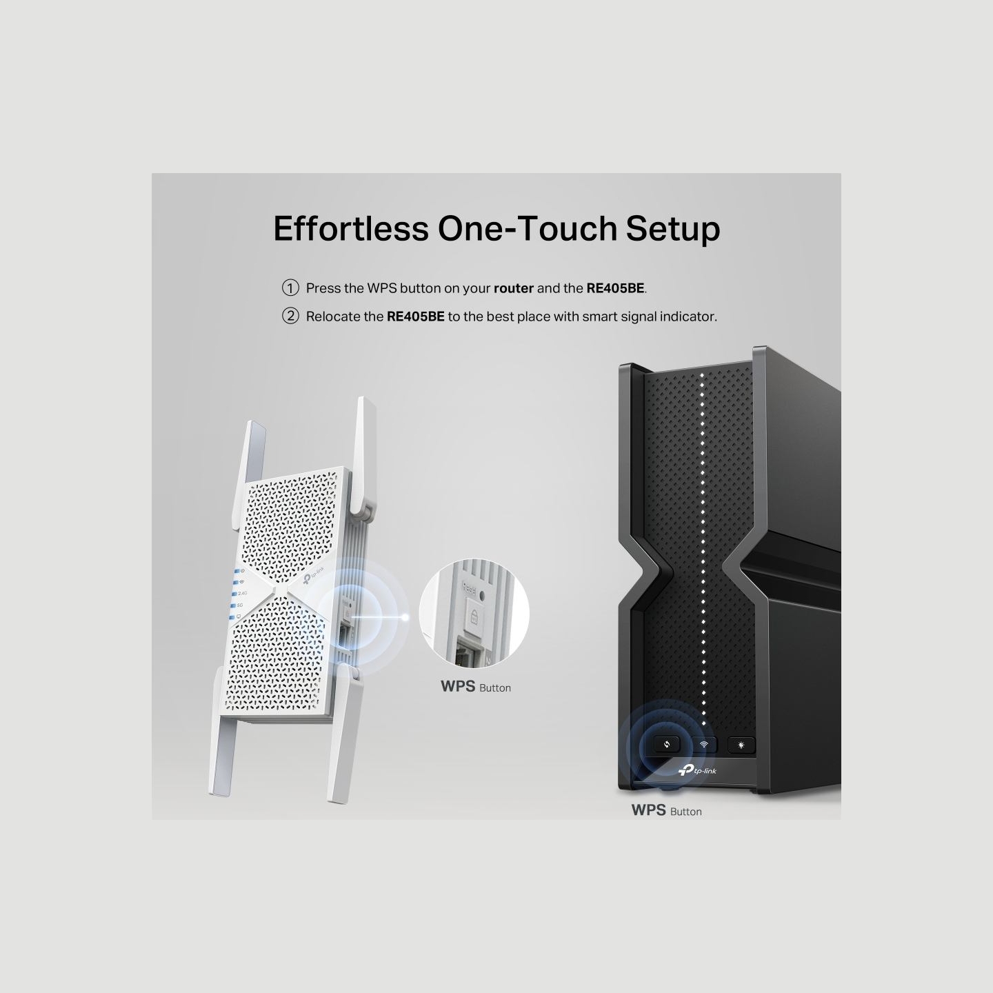 Tp-Link BE6500 Dual-Band Wi-Fi 7 Range Extender | RE405BE | 2.4 GHz, 5 GHz | 802.11ax | 688/5764 Mbit/s | Ethernet LAN (RJ-45) p