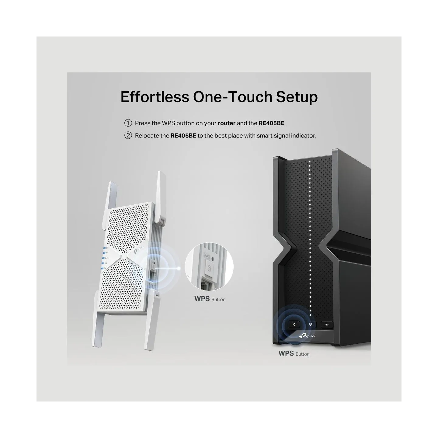 Tp-Link BE6500 Dual-Band Wi-Fi 7 Range Extender | RE405BE | 2.4 GHz, 5 GHz | 802.11ax | 688/5764 Mbit/s | Ethernet LAN (RJ-45) p