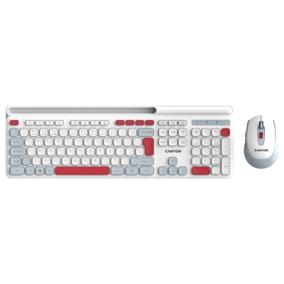 Canyon HSET-W5 EN Keyboard+Mouse AAA+AA Wireless White
