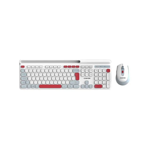 Canyon HSET-W5 EN Keyboard+Mouse AAA+AA Wireless White