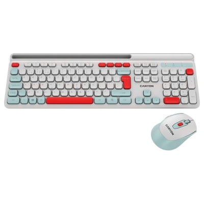 Canyon HSET-W5 EN Keyboard+Mouse AAA+AA Wireless White