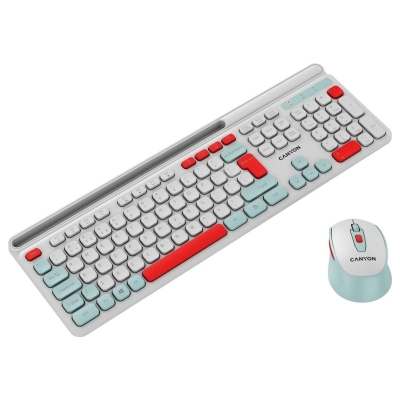 Canyon HSET-W5 EN Keyboard+Mouse AAA+AA Wireless White
