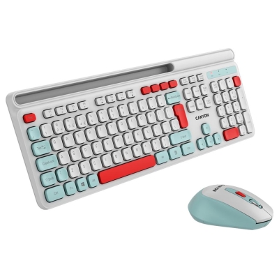 Canyon HSET-W5 EN Keyboard+Mouse AAA+AA Wireless White