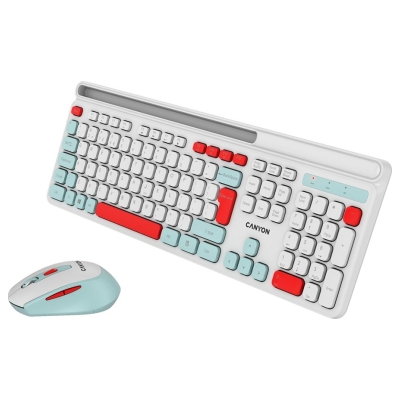 Canyon HSET-W5 EN Keyboard+Mouse AAA+AA Wireless White