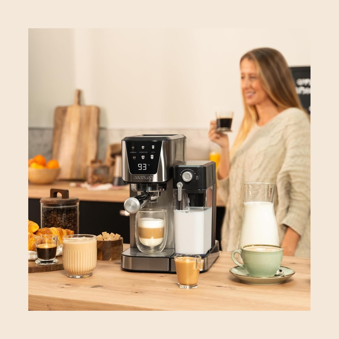 Cecotec Coffee Maker | Power Espresso 20 Cream | Pump pressure 20 bar | Built-in milk frother | Semi-automatic | 1350 W