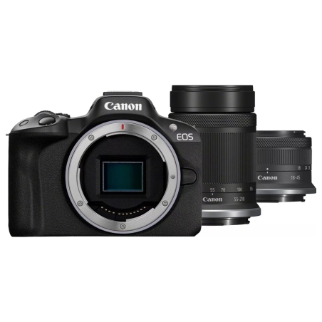 Canon | EOS R50 + RF-S 18-45mm F4.5-6.3 IS STM + RF-S 55-210mm F5-7.1 IS STM (SIP) | Megapixel 24.2 MP | Image stabilizer | ISO 